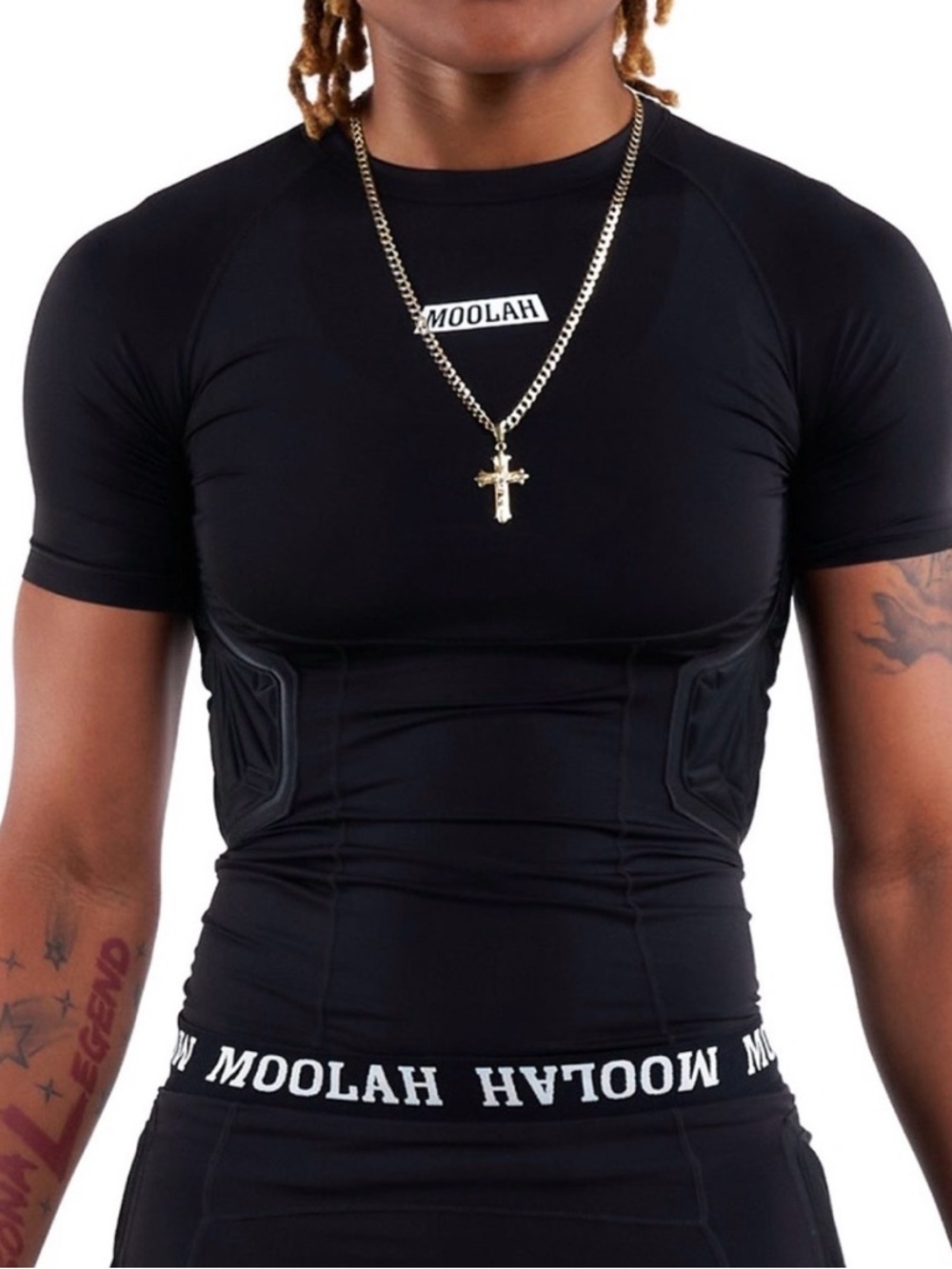 NEW Moolah Women’s Black Basketball Padded Compression Top Short Sleeve Size M